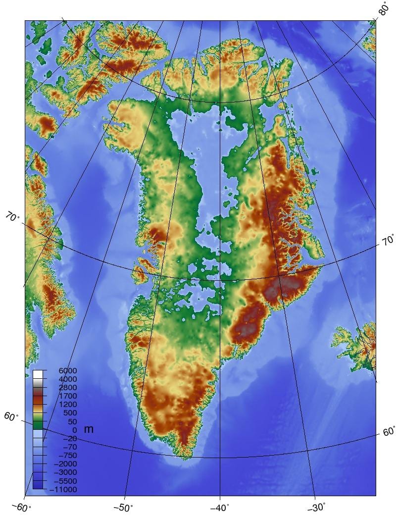 ನಕ್ಷೆ ಡೆನ್ಮಾರ್ಕ್ ಸ್ಥಳಾಕೃತಿಯ