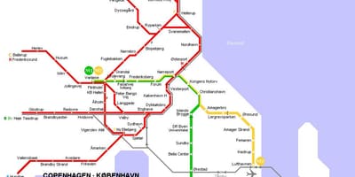 ನಕ್ಷೆ ಡೆನ್ಮಾರ್ಕ್ ಮೆಟ್ರೋ 